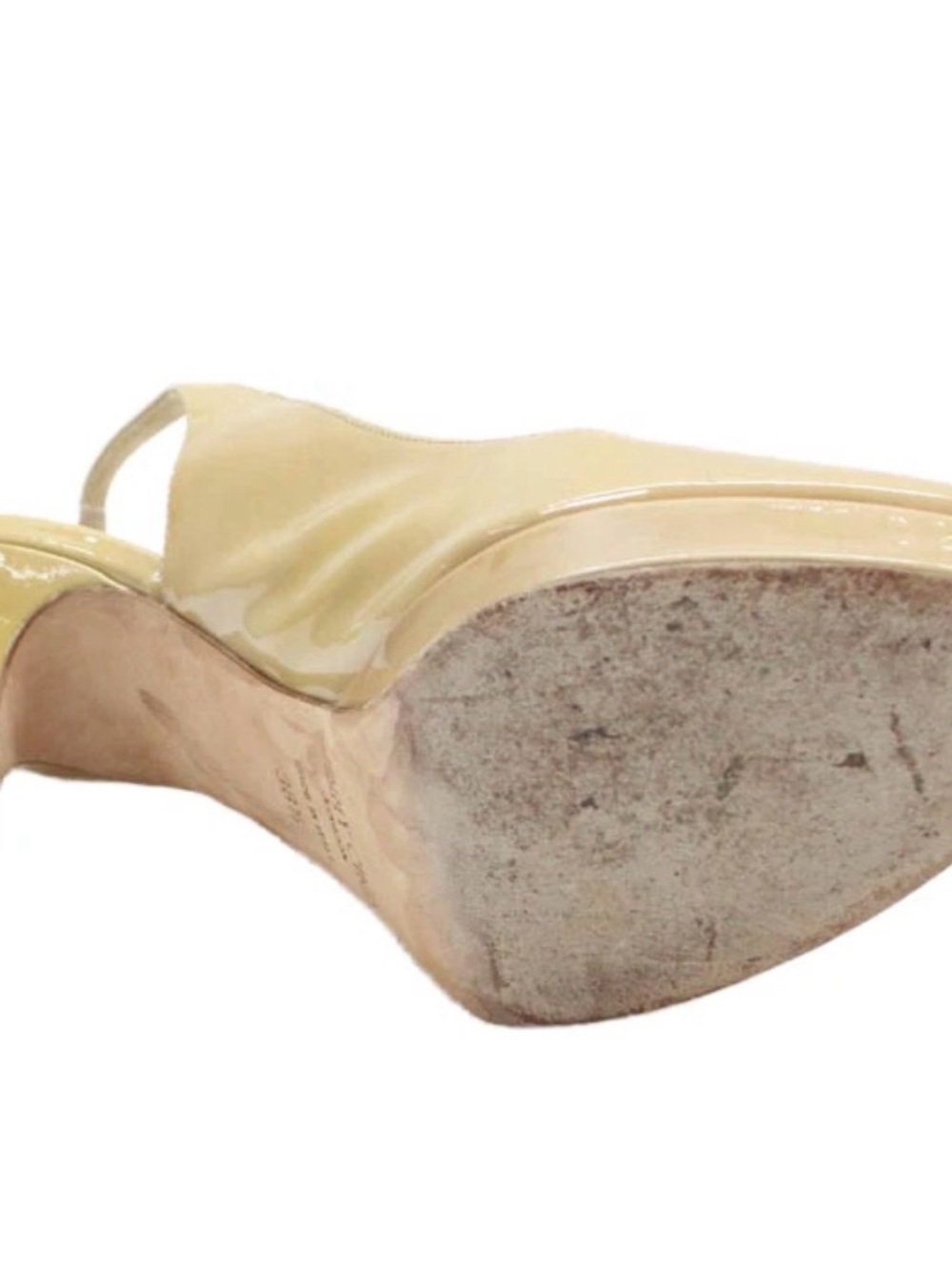 Jimmy Choo Beige Patent Leather Peep-Toe Slingback Heels 38.5 - Picture 4 of 6
